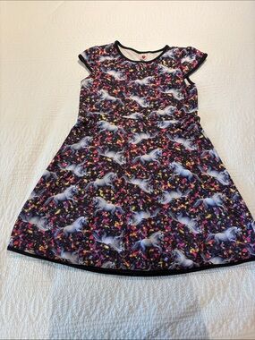 Love Rocks Women’s Unicorn Print A-Line Dress - Black, Purple, Pink, Yellow